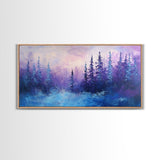 Forest at Dusk, Moody Art, Pine Tree Art, Smoky Mountain Art, Framed Canvas Print, Landscape Painting, Extra Wide Art