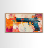 Graffiti wall art, framed canvas print, extra wide art, modern pop art, bold abstract painting, vibrant wall decor, contemporary art