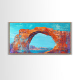 Natural Arch, Red Rock, Southwest Wall Art, Landscape Painting, Extra Wide Art, Panoramic Painting, Canvas Print, Gift Idea
