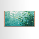 Kelp Forest Art, Coastal Landscape Art, Nautical Wall Art, Framed Canvas Print, Ocean Inspired Artwork, Blue and Green Wall Art