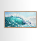 Ocean Wave, seascape painting, surf wall art, nautical decor, blue and green wall art, coastal landscape art, Canvas Print