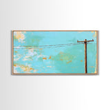 Power Lines, minimalist art, boho wall art, extra wide art, blue and green wall art, wabi sabi art, above sofa art, Canvas Print