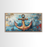 Nautical Anchor, Coastal Decor, Rustic Wall Art, Extra Wide Art, Nautical Wall Art, Horizontal Wall Art, Framed Canvas Print, Living Room Art