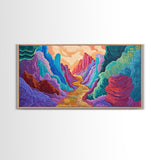 Vibrant canyon, abstract rocks, Canvas Print, mountain painting, southwest wall art, extra wide art, geometric wall art