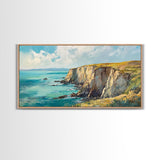 Ireland Painting, Coastal Cliffs, Ocean Landscape, Canvas Print, Nautical Wall Art, Coastal Landscape Art, Above Couch Art