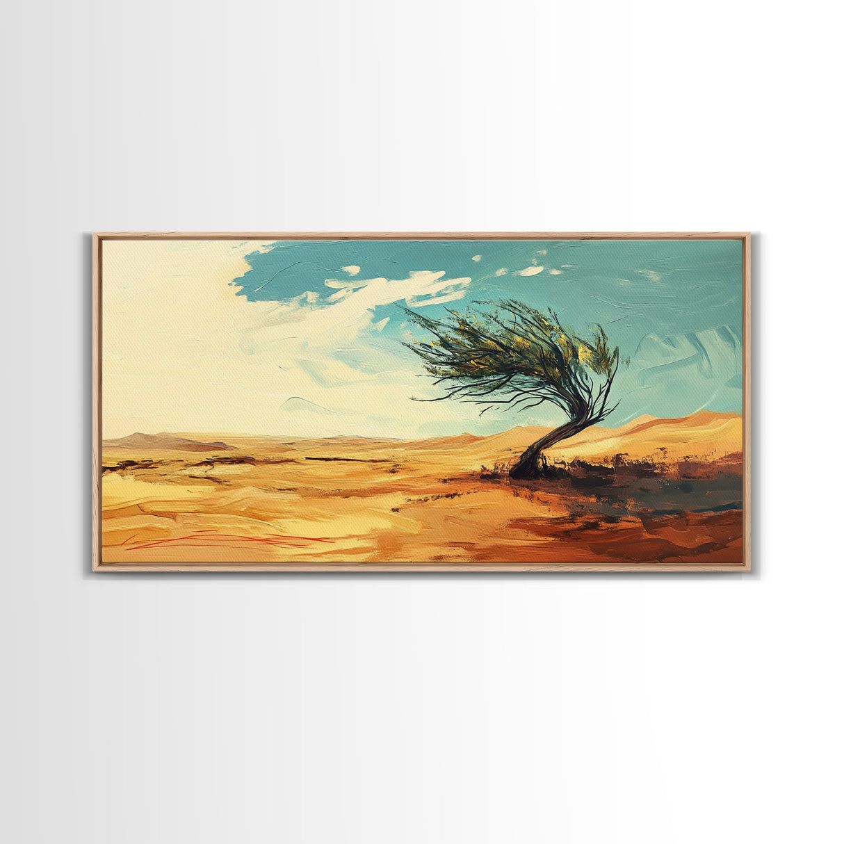 Windblown Tree, Desert Landscape, Southwest Wall Art, Canvas Print, Moody Art, Rustic Wall Art, Wabi Sabi Art, Panoramic Art