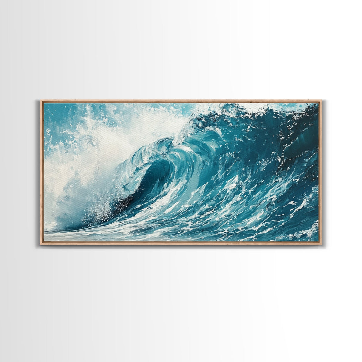 Ocean Wave Art, Seascape Painting, Coastal Decor, Nautical Wall Art, Beach House Gift, Blue and Green Wall Art, Framed Canvas Print