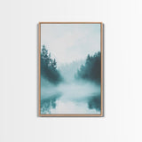 Misty Forest Painting, Pine Tree Art, Moody Landscape, Nature Wall Art, Tranquil Scenery, Green Wall Art, Canvas Print