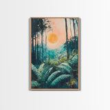 Forest Sunrise Painting, Nature Landscape, Golden Light Art, Pine Tree Art, Warm Moody Decor, Rustic Wall Art, Canvas Print