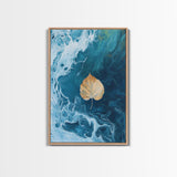 Floating Leaf Painting, Nature Abstract Art, Ocean Inspired Decor, Moody Wall Art, Tranquil Home Decor, Canvas Print