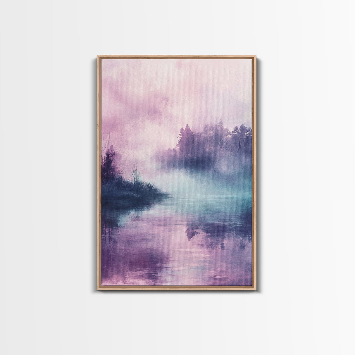 Pink Fog, moody art, landscape painting, light pink wall art, ethereal decor, minimalist art, framed canvas print, wabi sabi art