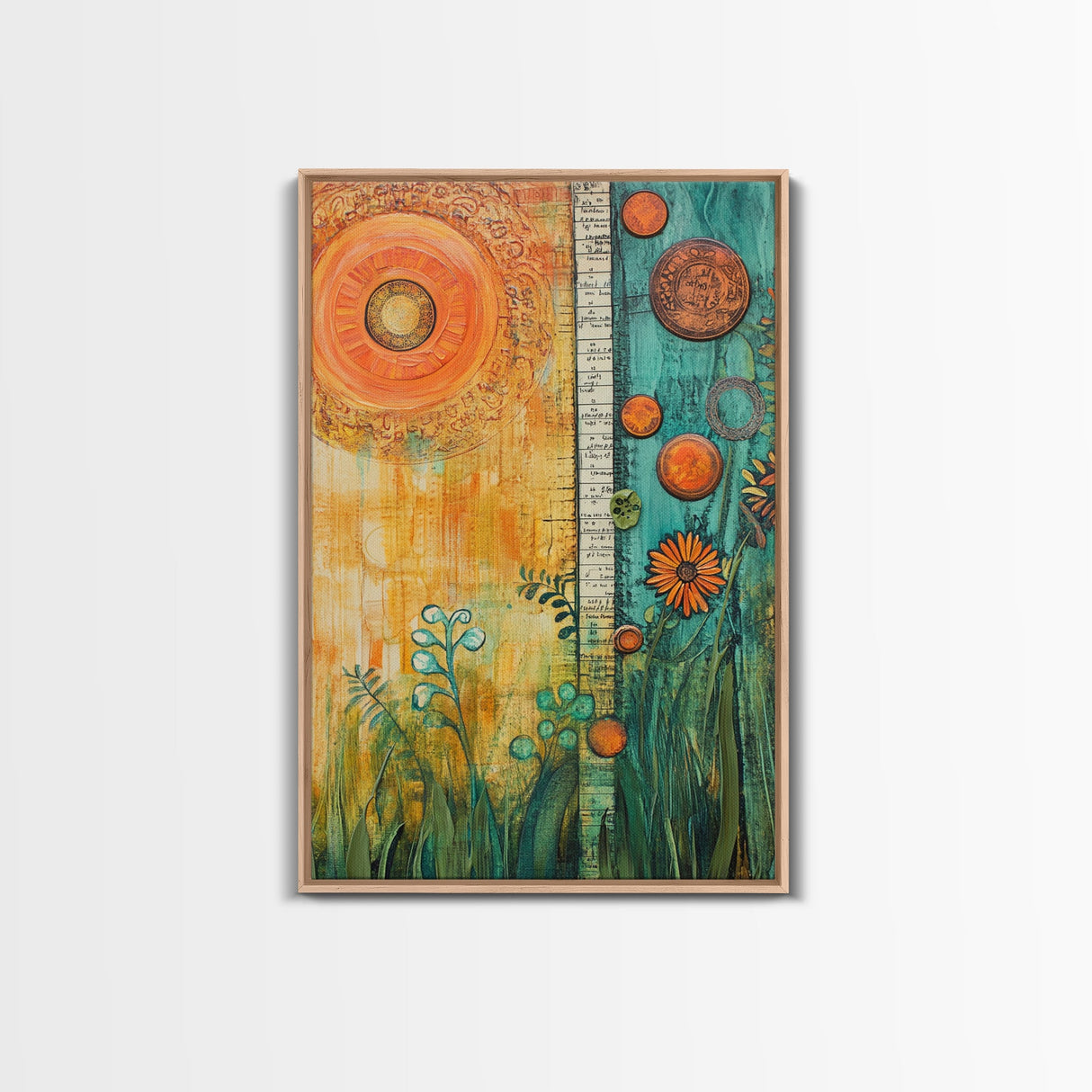 Sun and Nature, Botanical Prints, Sacred Geometry Wall Art, Moroccan Wall Art, Wabi Sabi Art, Canvas Print, Gift Idea