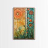 Sun and Nature, Botanical Prints, Sacred Geometry Wall Art, Moroccan Wall Art, Wabi Sabi Art, Canvas Print, Gift Idea