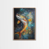 Vibrant Trout Art, Fly Fishing Art, Lake Tahoe Art, Rustic Wall Art, Nature Inspired Decor, Fisherman Gift, Canvas Print