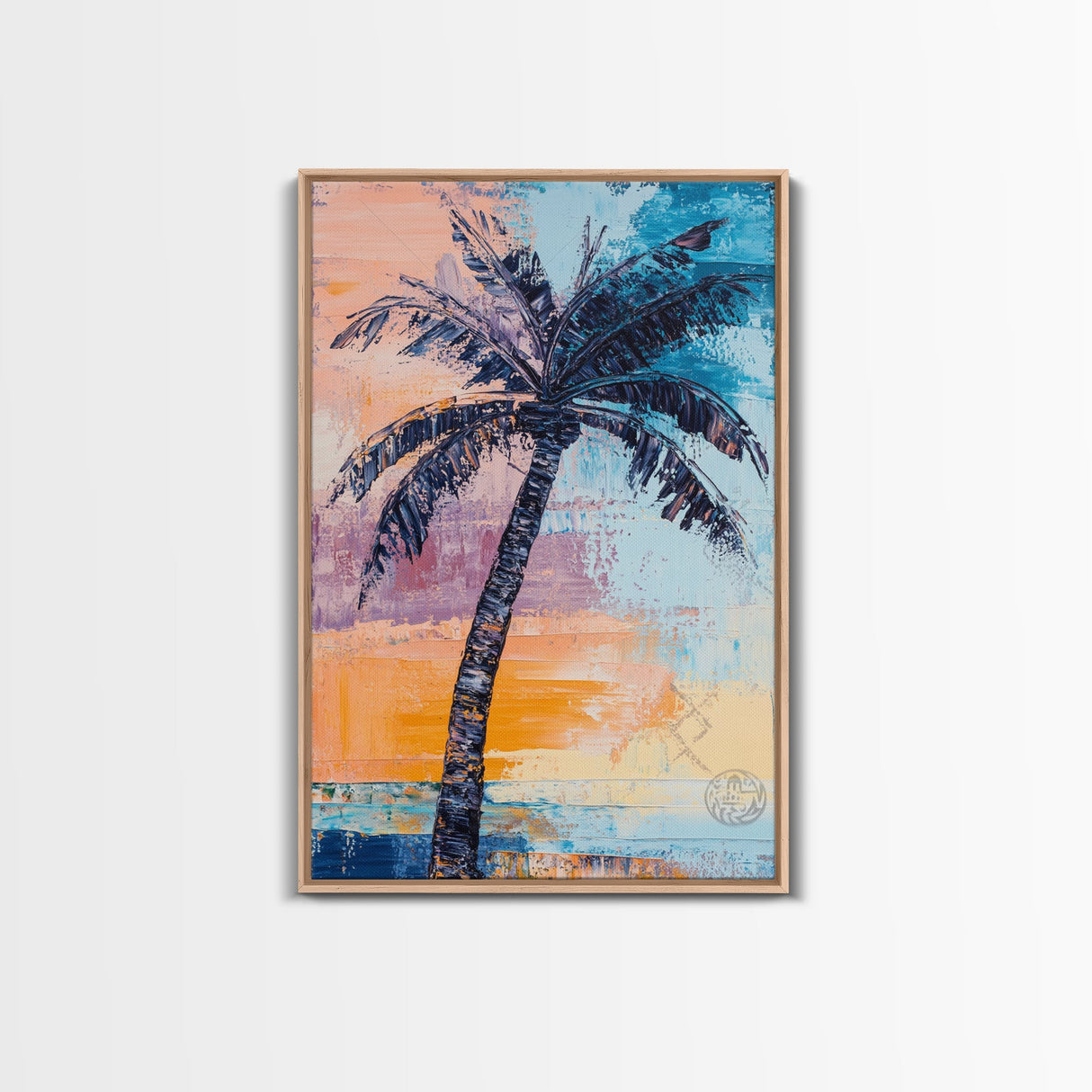Palm Tree, tropical painting, coastal decor, surf wall art, Hawaii art, beach house decor, ocean painting, framed canvas print