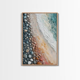 Pebble Beach, coastal painting, nautical decor, wabi sabi art, abstract seascape, textured wall art, ocean print, canvas print