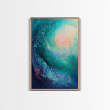 Ocean Wave, surf wall art, nautical decor, abstract seascape, beach house painting, blue and green wall art, framed canvas print