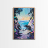 Coastal Cove, seascape painting, coastal decor, nautical wall art, blue and green wall art, framed canvas print, guest room art