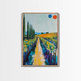 Vineyard Path, Tuscany painting, landscape painting, farmhouse art, rustic decor, above couch art, framed canvas print, wall art