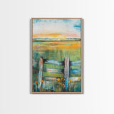 Field Sunset, wildflower painting, landscape painting, rustic wall art, nature wall art, bedroom art, framed canvas print, home decor