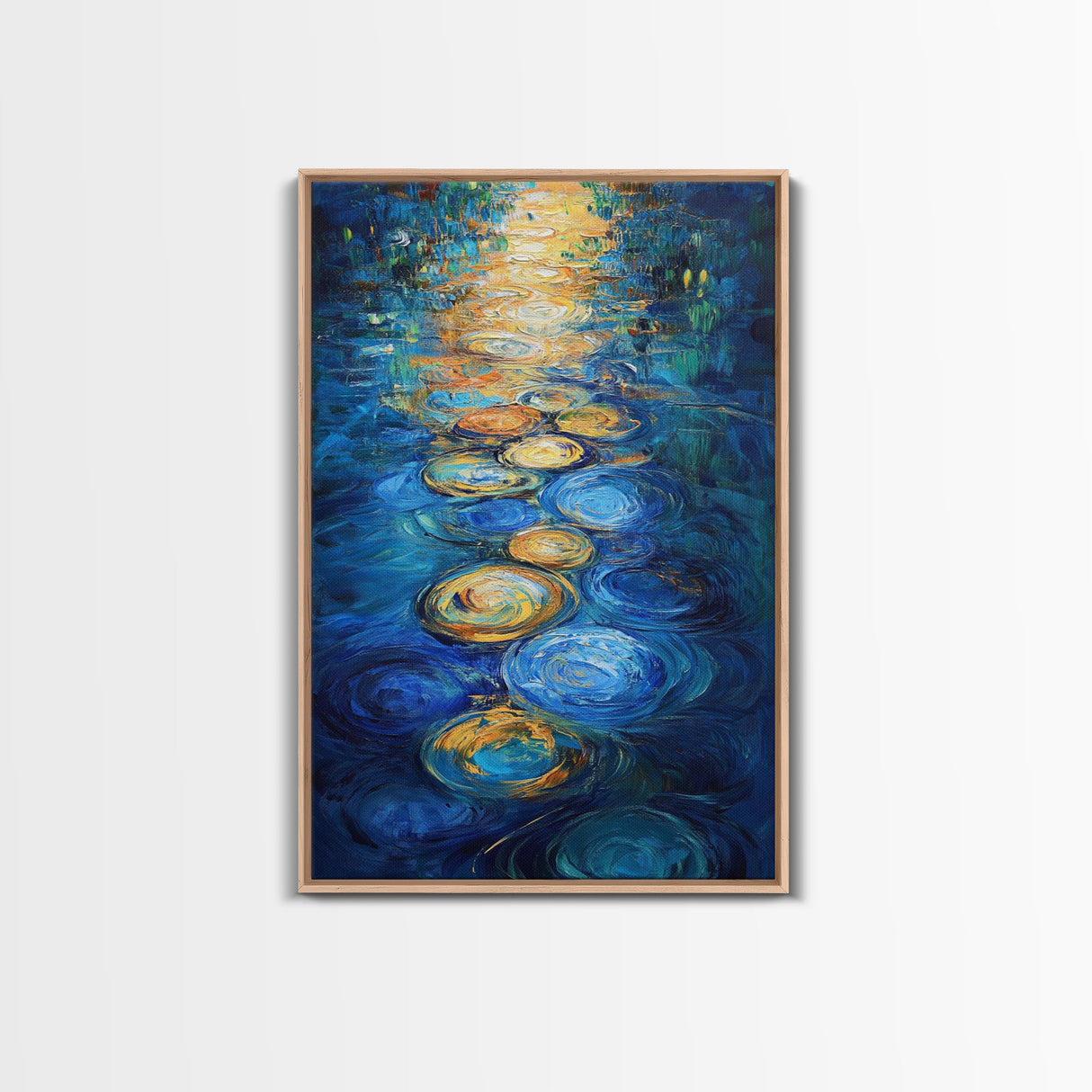 Golden Reflections, Water Art, Moody Painting, Canvas Print, Nautical Wall Art, Coastal Decor, Rustic Art, Living Room Art