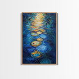 Golden Reflections, Water Art, Moody Painting, Canvas Print, Nautical Wall Art, Coastal Decor, Rustic Art, Living Room Art