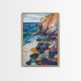 Colorful Cliffs, Ocean Painting, Canvas Print, Coastal Landscape Art, Nautical Decor, Rustic Art, Southwest Wall Art, Gift Idea
