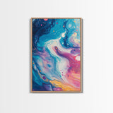 Cosmic Swirl Art, Space Wall Decor, Abstract Galaxy Art, Moody Blue Art, Science Art, Canvas Print, Bedroom Wall Decor, Gift Idea