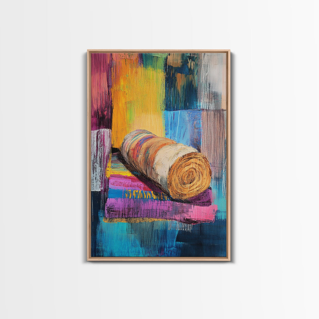 Abstract Roll, Wabi Sabi Art, Modern Abstract Art, Geometric Wall Art, Colorful Art, Minimalist Art, Canvas Print, Gift Idea