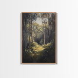 Tranquil Forest Path Framed Canvas Print Nature Wall Art, Rustic Woodland Decor, Cabin Aesthetic, Living Room Art, Autumn Home Style