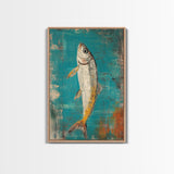 Vibrant Fish Painting Canvas Print Coastal Wall Art, Beach House Decor, Nautical Art, Ocean Inspired Artwork, Rustic Wall Decor