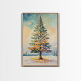 Winter Pine Tree Canvas Print Seasonal Landscape Art Snowy Forest Painting Nature Wall Art Christmas Home Decor Cozy Living Room