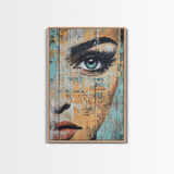 Blue Eye Portrait Canvas Print Realistic Face Painting Modern Wall Art Feminine Home Decor Urban Street Style Artwork Unique Gift