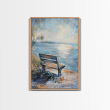 Serene Bench Canvas Print Lakeside Tranquility Peaceful Landscape Wall Art Cozy Home Decor Living Room Relaxation Gift