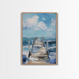 Wooden Pier Canvas Print Coastal Wall Art Beach House Decor Serene Ocean Painting Nautical Living Room Modern Home Gift