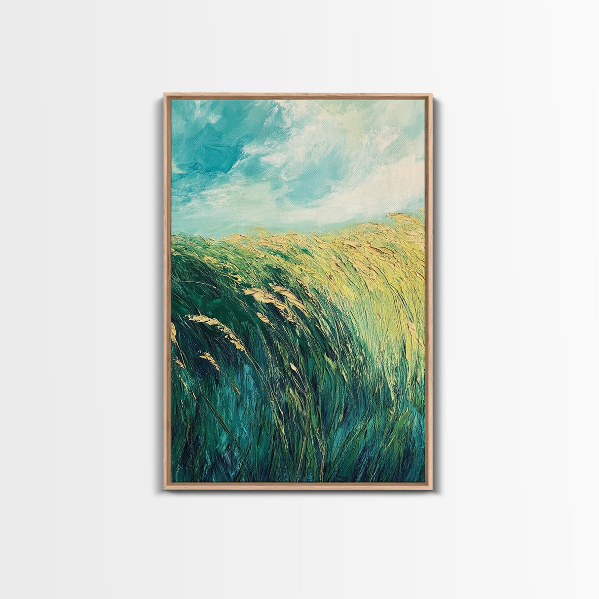 Wheat Field Landscape Canvas Print Rustic Farmhouse Wall Art, Golden Harvest Painting, Nature Art, Countryside Decor, Autumn Home Decor