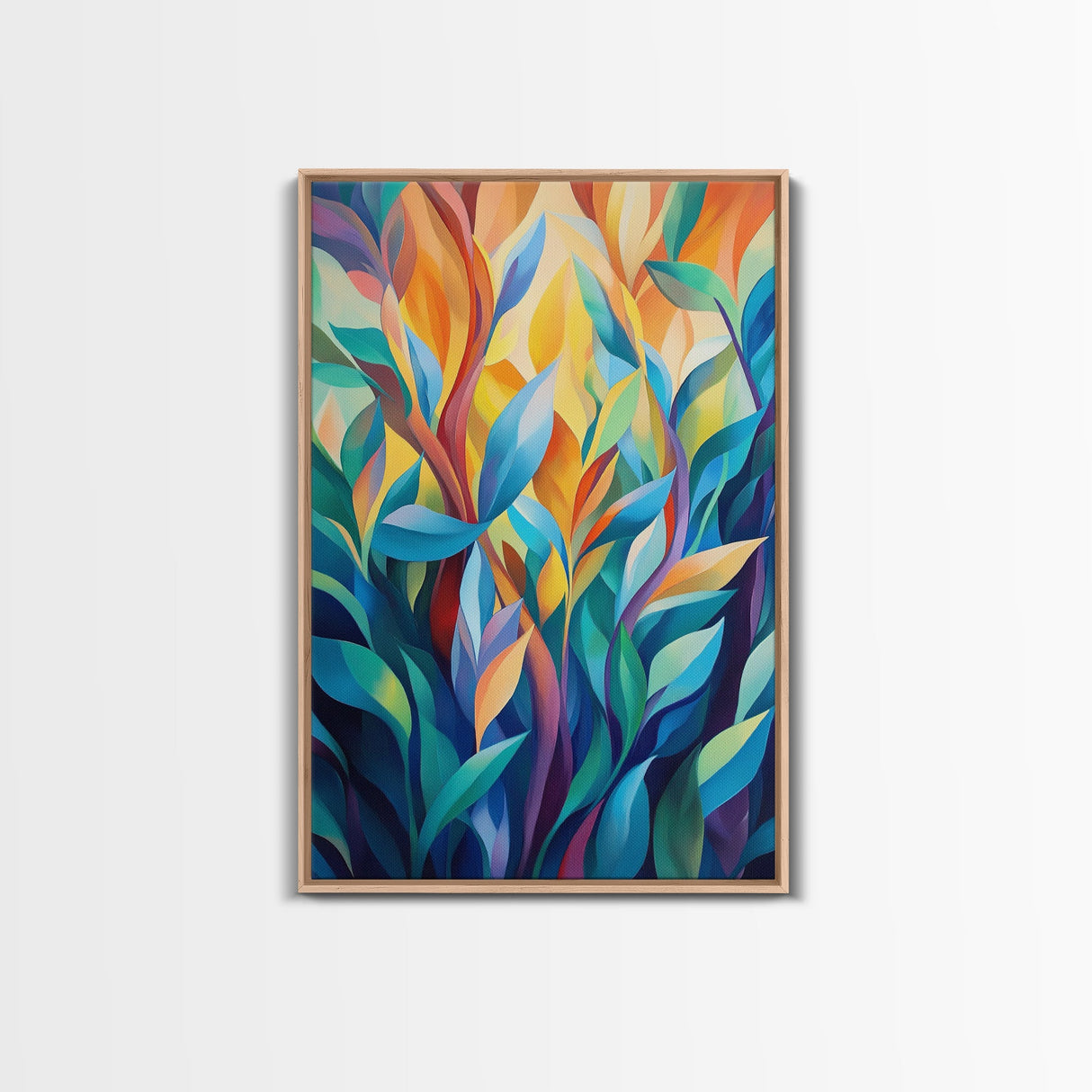 Vibrant Leaves, Botanical Art, Modern Abstract Art, Green Wall Art, Minimalist Art, Living Room Art, Canvas Print, Gift Idea