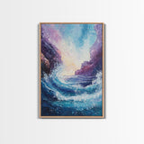 ocean waves, coastal painting, framed canvas print, seascape painting, nautical wall art, beach decor, extra wide art, gift idea