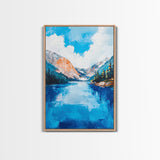mountain painting, landscape painting, framed canvas print, lake Tahoe art, coastal landscape art, blue and green wall art, gift idea