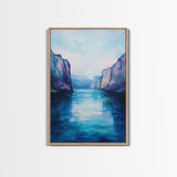 coastal landscape art, framed canvas print, nautical painting, seascape painting, blue and green wall art, ocean painting, gift idea