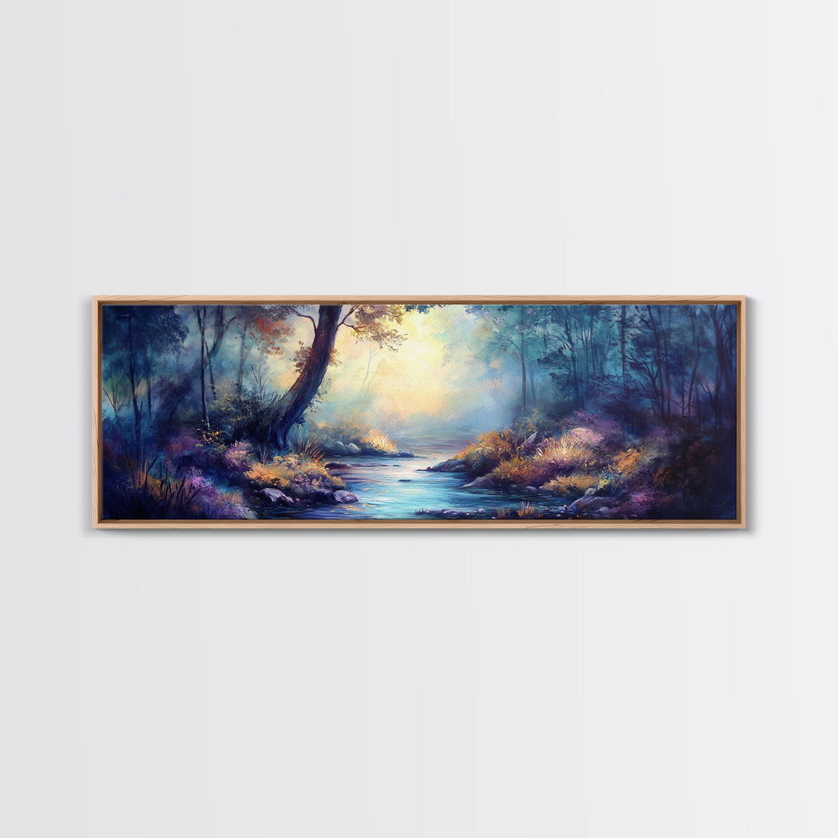 Enchanted Forest Stream Canvas Print Fantasy Landscape Wall Art Mystical Nature Decor Living Room Artwork Whimsical Tree Art