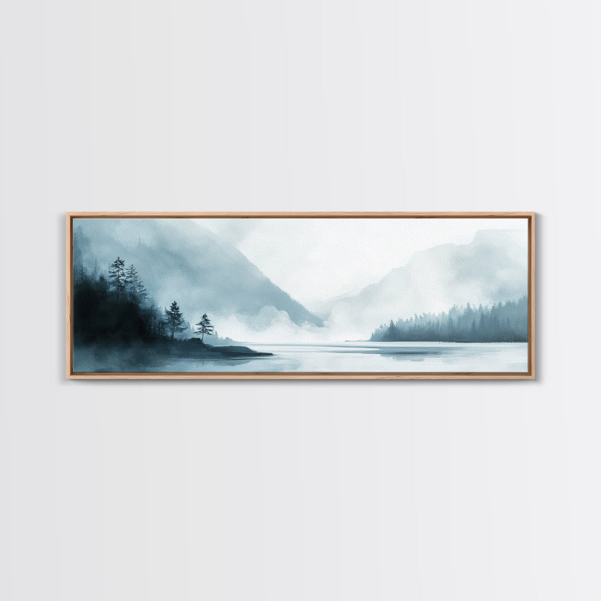 Mountain Mist Canvas Print Minimalist Nature Wall Art, Neutral Landscape Painting, Foggy Wilderness Decor, Modern Living Room Art