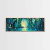 Magical Forest Lake Framed Canvas Print Fantasy Nature Wall Art Mystical Greenery Home Decor Living Room Office Gift