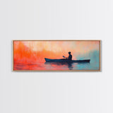 Kayak Sunset Wall Art, Lake House Decor, Nature Painting, Outdoor Adventure Art, Boho Home Decor, Living Room Wall Art