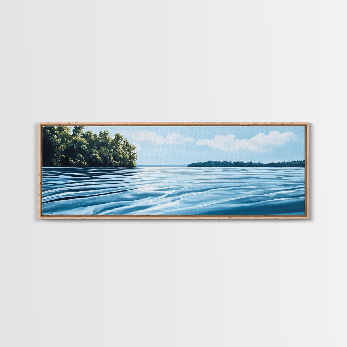 Tranquil Lake Scene, Peaceful Water Reflection Art, Minimalist Landscape, Blue Wall Art, Relaxing Office Decor, Large Wall Art