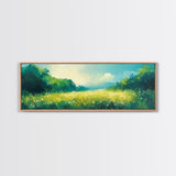Serene Meadow Landscape Framed Canvas Print Nature Wall Art Impressionist Painting Summer Home Decor Bedroom or Office Wall Accent