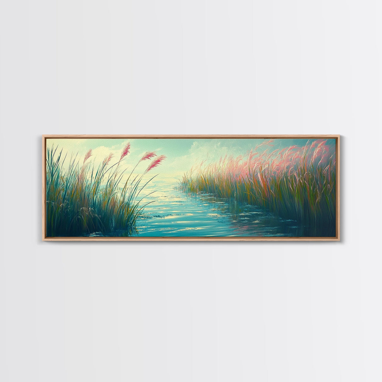 Tranquil Marsh Art Canvas Print Coastal Landscape Wall Decor Nature Inspired Painting Pastel Home Accent Bedroom or Bathroom Wall Art