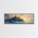 Misty Island Sunrise Canvas Print - Scenic Landscape Wall Art, Living Room Decor, Soft Light Artwork, Serene Home Office Art