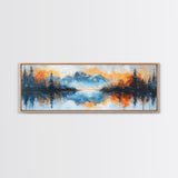Reflective Lake Canvas Print Serene Mountain Art, Tranquil Water Painting, Fall Nature Wall Decor, Rustic Artwork, Large Wall Art