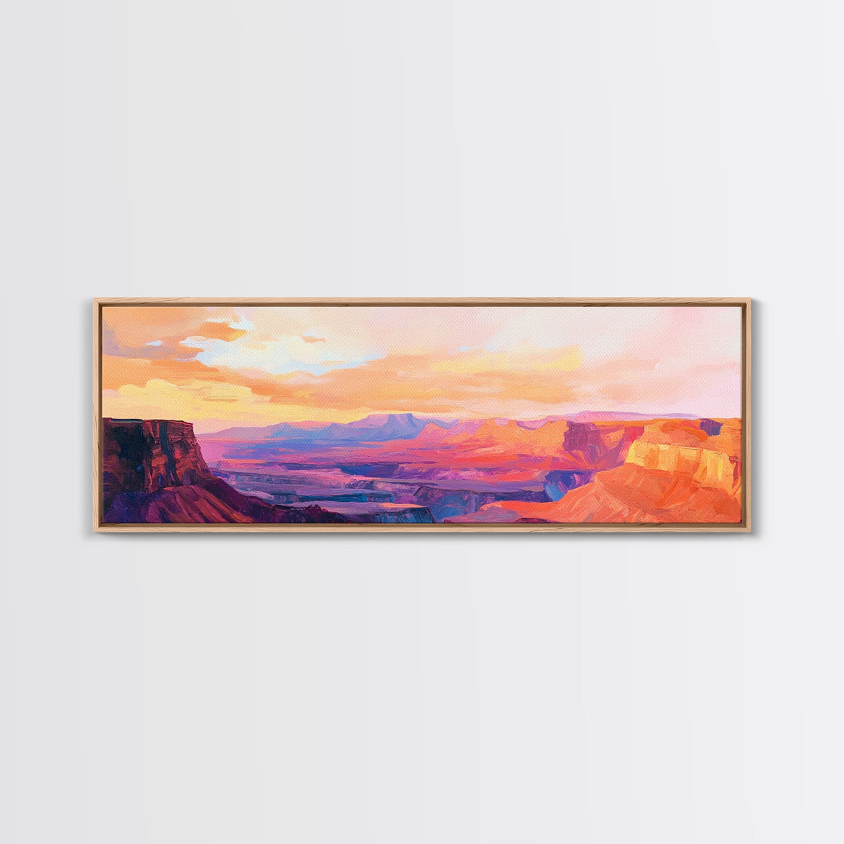 Grand Canyon Sunset Framed Canvas Print Southwest Landscape Wall Art, Desert Mountain Painting, Nature Inspired Home Decor, Rustic Art